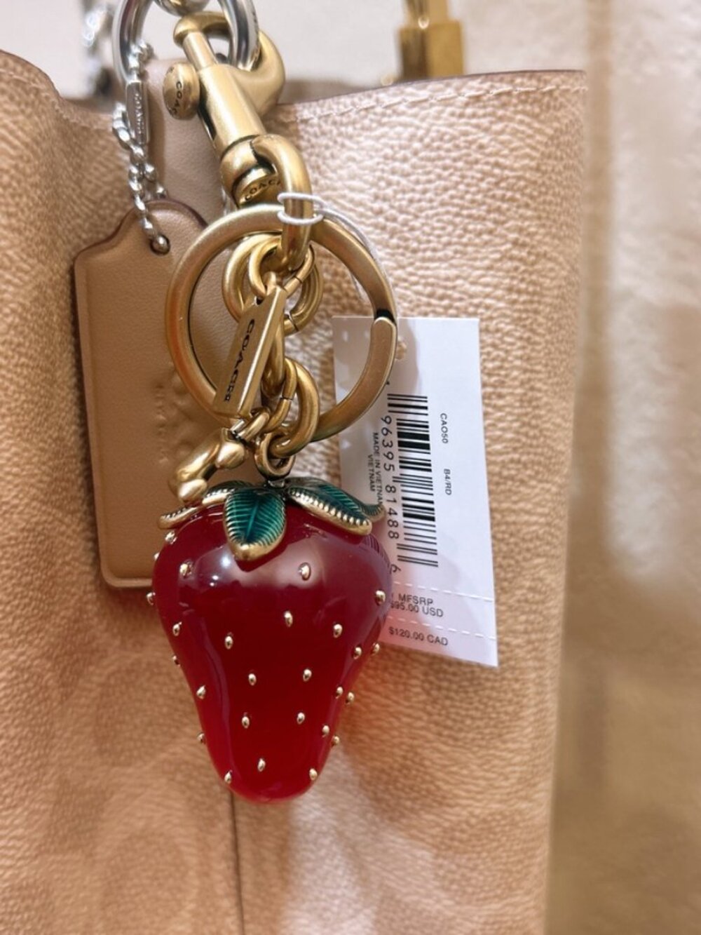 Coach Strawberry Purse Bag Charm NWT CAO50